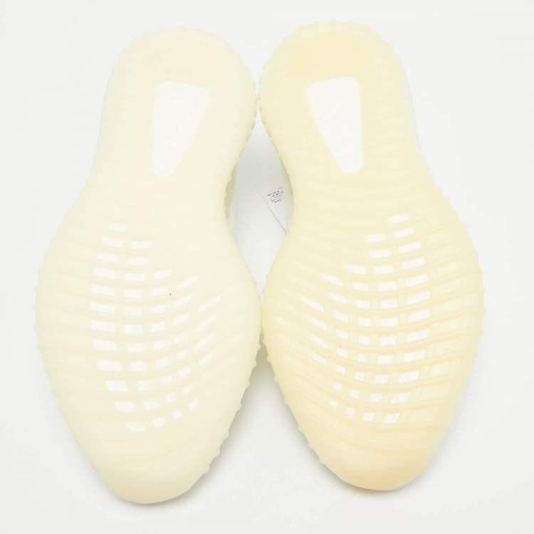 Pre Owned Yeezy x Adidas White Knit Fabric Boost 350 V2 Cream Sneakers Size 44