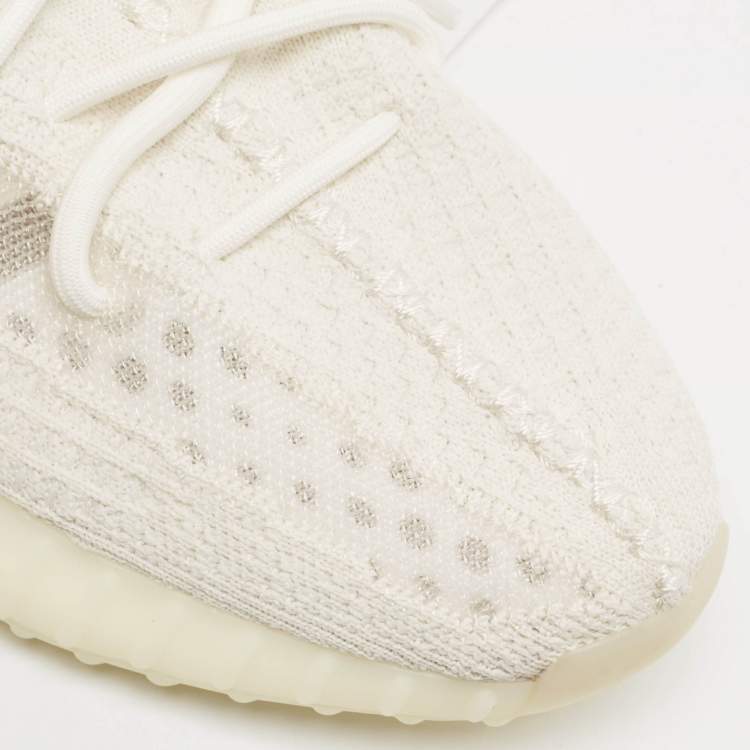 مملوكة مسبقًا Yeezy x Adidas Off White Knit Fabric Boost 350 V2 Bone Sneakers Size 43 1/3