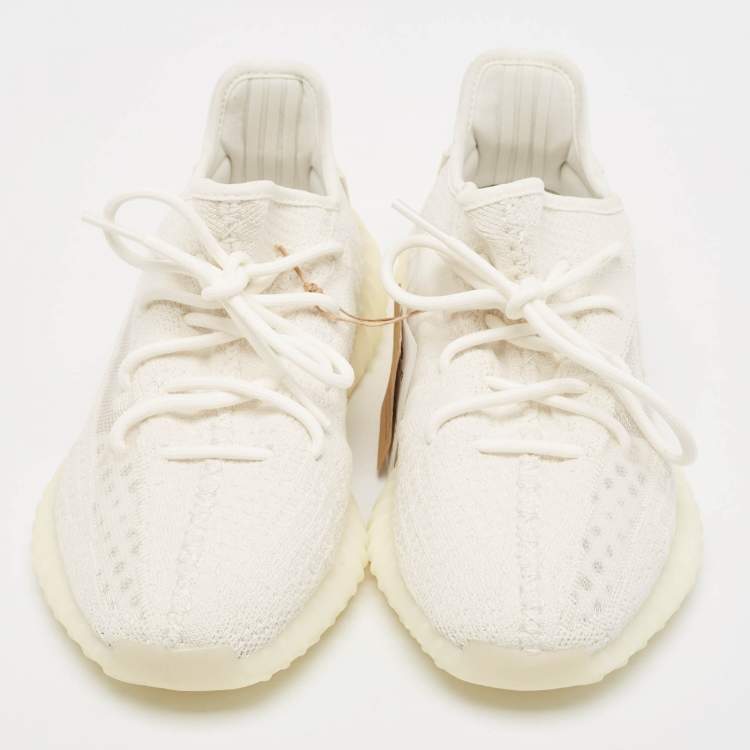 مملوكة مسبقًا Yeezy x Adidas Off White Knit Fabric Boost 350 V2 Bone Sneakers Size 43 1/3