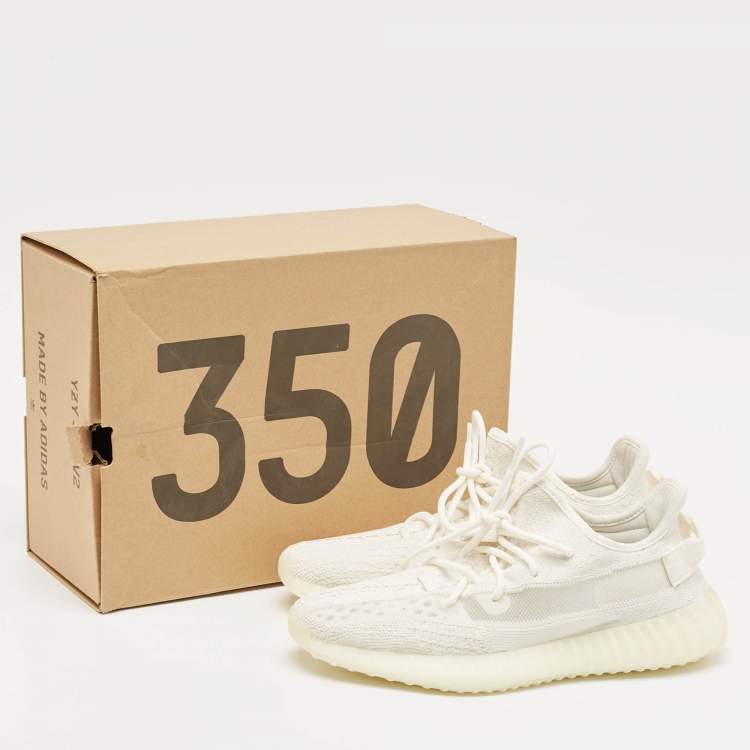 مملوكة مسبقًا Yeezy x Adidas Off White Knit Fabric Boost 350 V2 Bone Sneakers Size 43 1/3