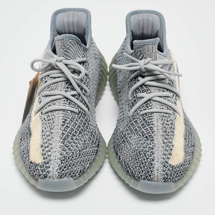 مملوكة مسبقًا Yeezy x Adidas Multicolor Knit Fabric Boost 350 V2 Ash Blue Sneakers Size 46 2/3