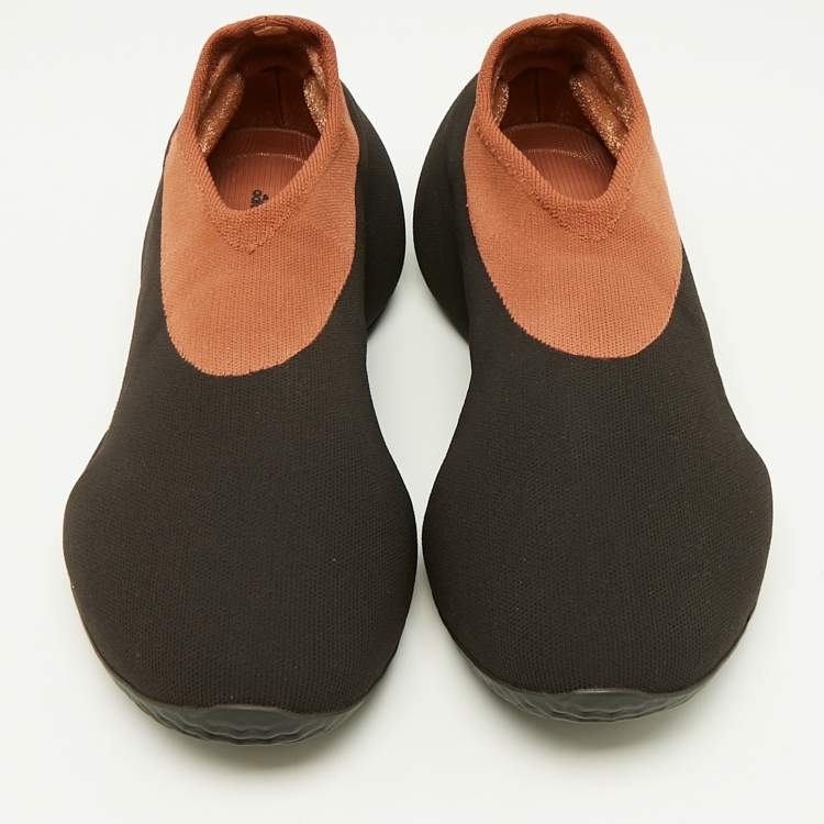Pre Owned Yeezy x Adidas Black/Brown Knit Fabric RNR Stone Carbon Sneakers Size 46