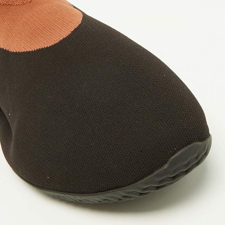 Pre Owned Yeezy x Adidas Black/Brown Knit Fabric RNR Stone Carbon Sneakers Size 46