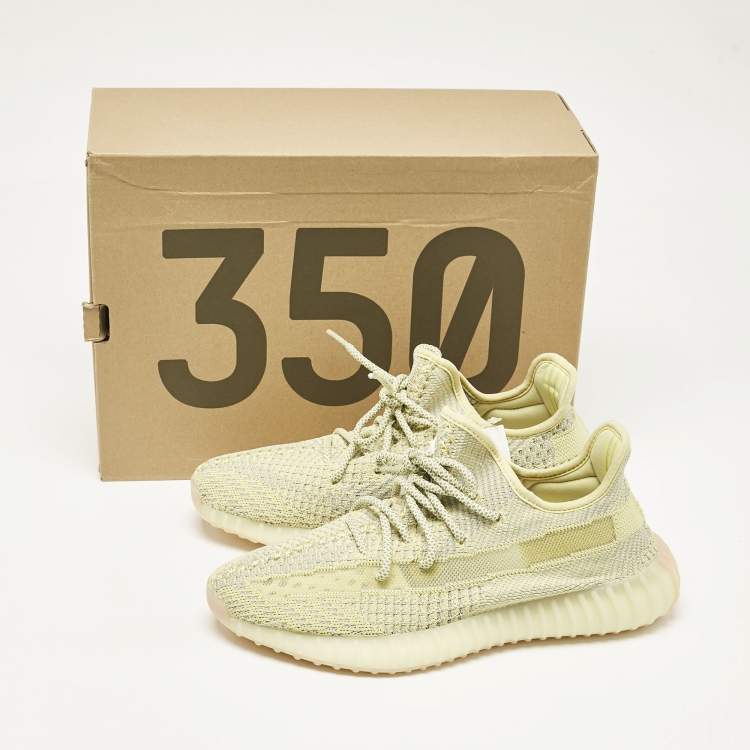 Pre Owned Yeezy x Adidas Yellow Knit Fabric Boost 350 V2 Antlia (Non-Reflective) Sneakers Size 42 2/3