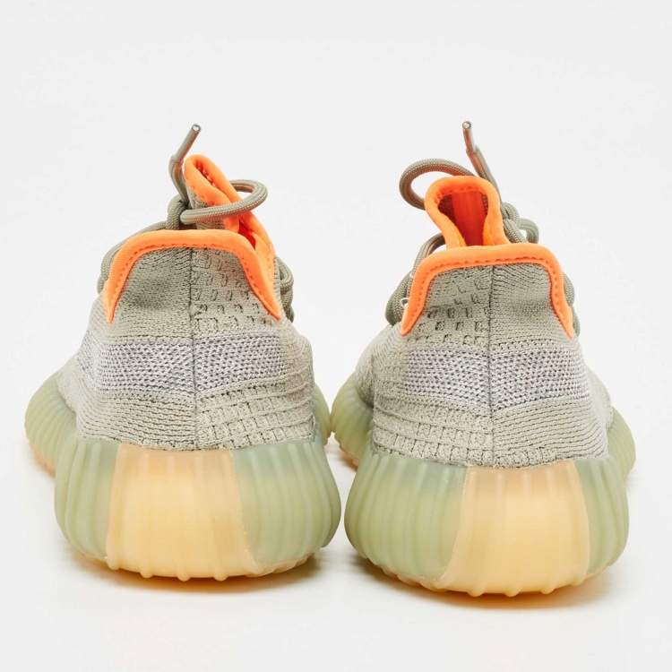 Pre Owned Yeezy x Adidas Green Knit Fabric Boost 350 V2 Desert Sage Sneakers Size 42 2/3