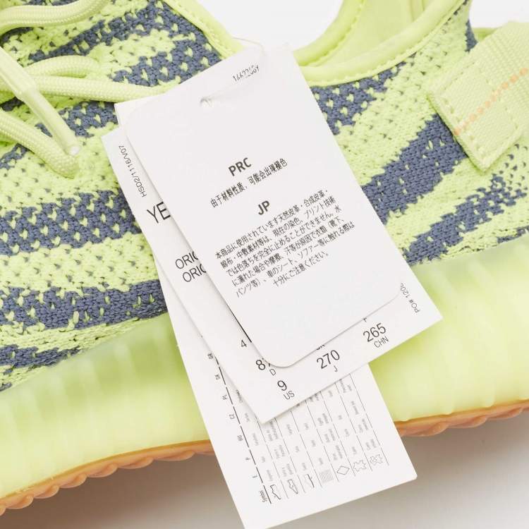 مملوكة مسبقًا Yeezy x Adidas Neon Yellow Knit Fabric Boost 350 V2 Semi Frozen Yellow Sneakers Size 42 2/3
