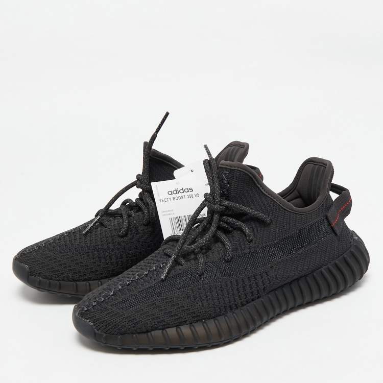 Pre Owned Yeezy x Adidas Black Knit Fabric Boost 350 V2 Black (Non-Reflective) Sneakers Size 41 1/3
