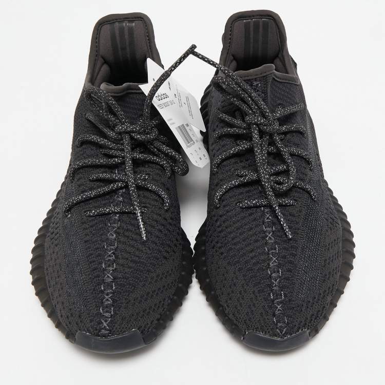 Pre Owned Yeezy x Adidas Black Knit Fabric Boost 350 V2 Black (Non-Reflective) Sneakers Size 41 1/3