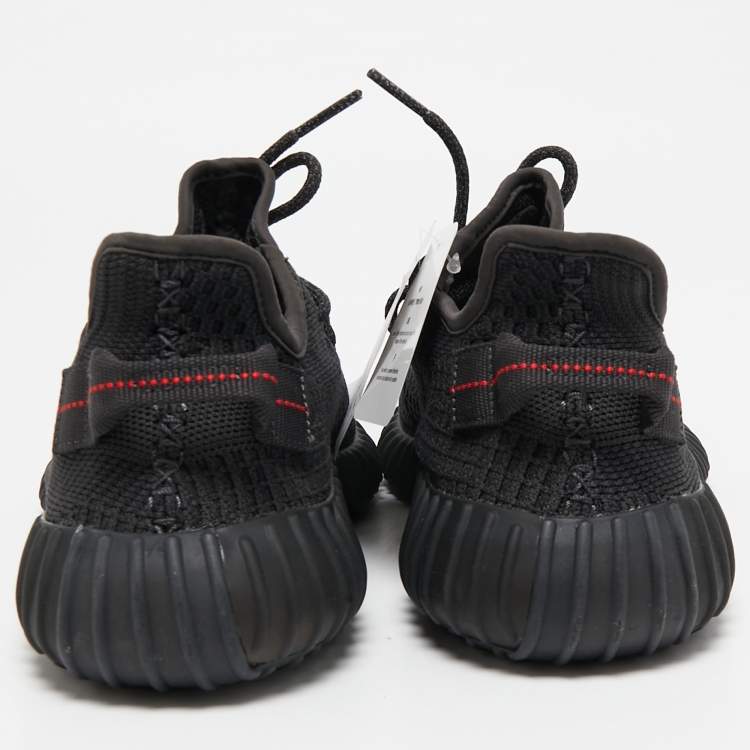 Pre Owned Yeezy x Adidas Black Knit Fabric Boost 350 V2 Black (Non-Reflective) Sneakers Size 41 1/3