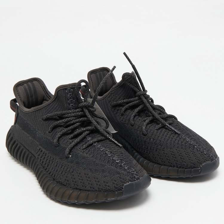 Pre Owned Yeezy x Adidas Black Knit Fabric Boost 350 V2 Black (Non-Reflective) Sneakers Size 41 1/3