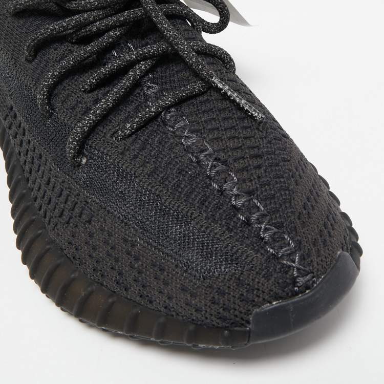 Pre Owned Yeezy x Adidas Black Knit Fabric Boost 350 V2 Black (Non-Reflective) Sneakers Size 41 1/3