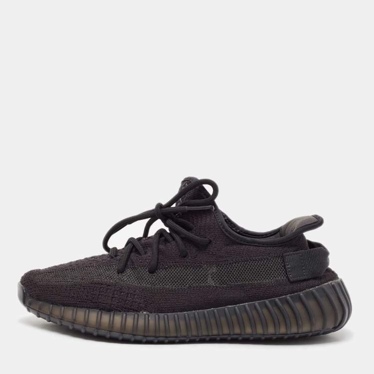 Pre Owned Yeezy x Adidas Black Knit Fabric Boost 350 V2 Onyx Sneakers Size 41 1/3