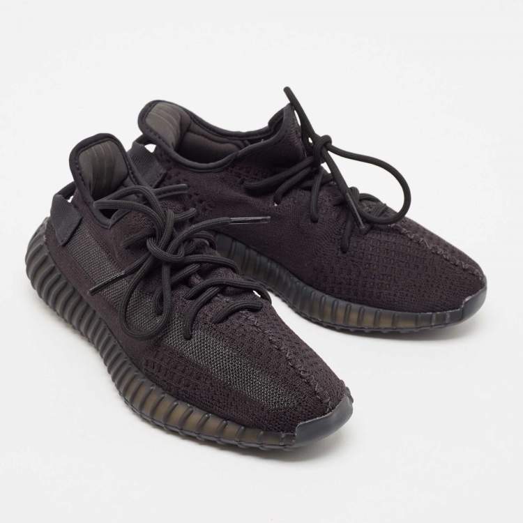 Pre Owned Yeezy x Adidas Black Knit Fabric Boost 350 V2 Onyx Sneakers Size 41 1/3