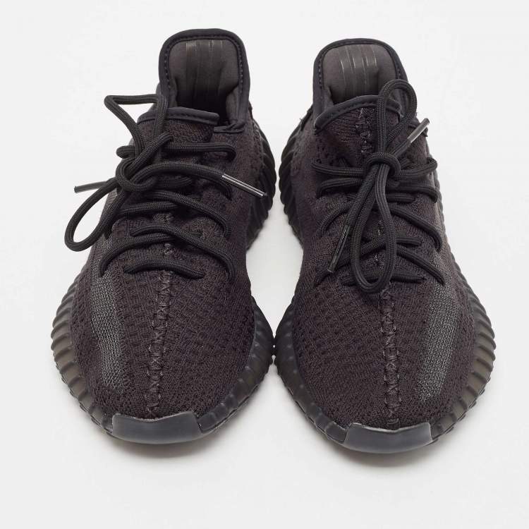 Pre Owned Yeezy x Adidas Black Knit Fabric Boost 350 V2 Onyx Sneakers Size 41 1/3