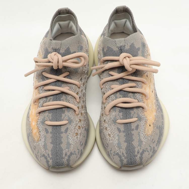 مملوكة مسبقًا Yeezy x Adidas Grey/Beige Knit Fabric Boost 380 "Mist" Low Top Sneakers Size 38
