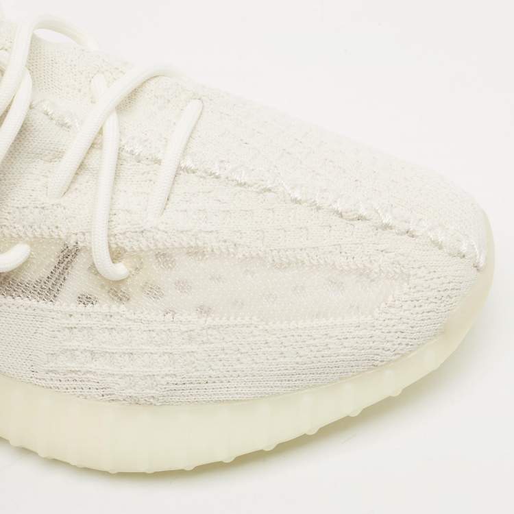 Pre Owned Yeezy x Adidas Off White Knit Fabric Boost 350 V2 Bone Sneakers Size 42 2/3