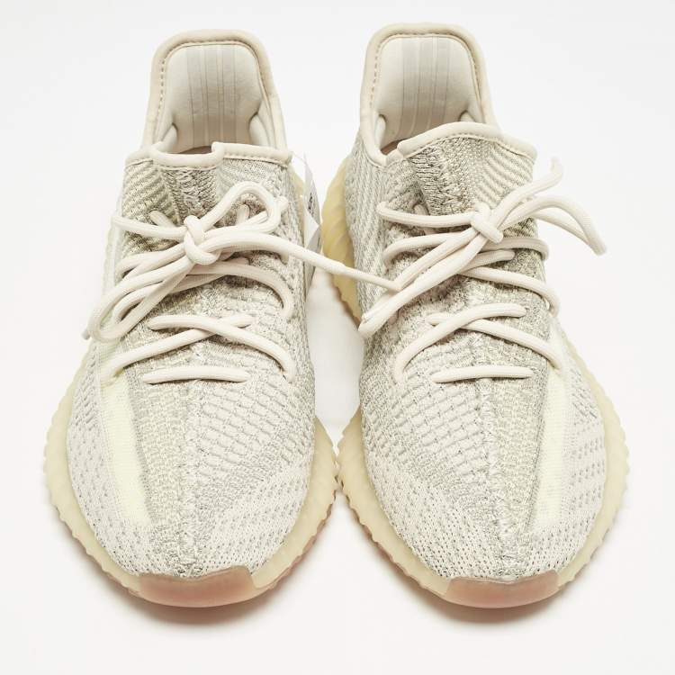 Pre Owned Yeezy x Adidas Pale Green Knit Fabric Boost 350 V2 Citrin (Non-Reflective) Sneakers Size 41 1/3