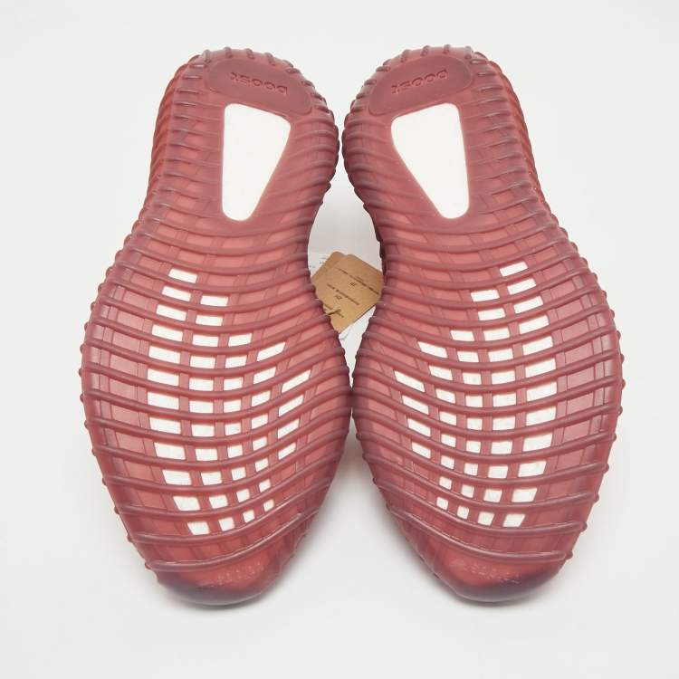 Pre Owned Yeezy x Adidas Red Knit Fabric Boost 350 V2 CMPCT Slate Red Sneakers Size 48