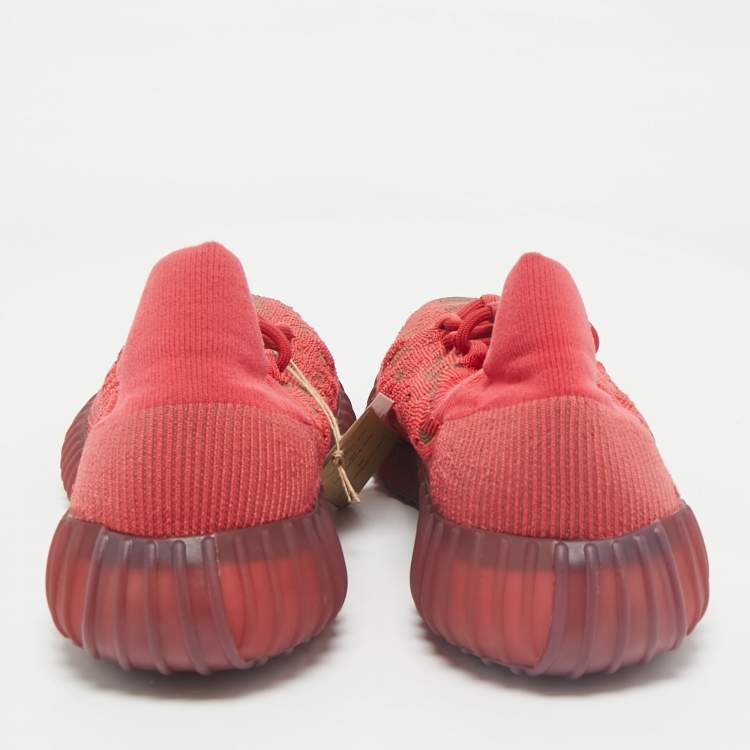Pre Owned Yeezy x Adidas Red Knit Fabric Boost 350 V2 CMPCT Slate Red Sneakers Size 48