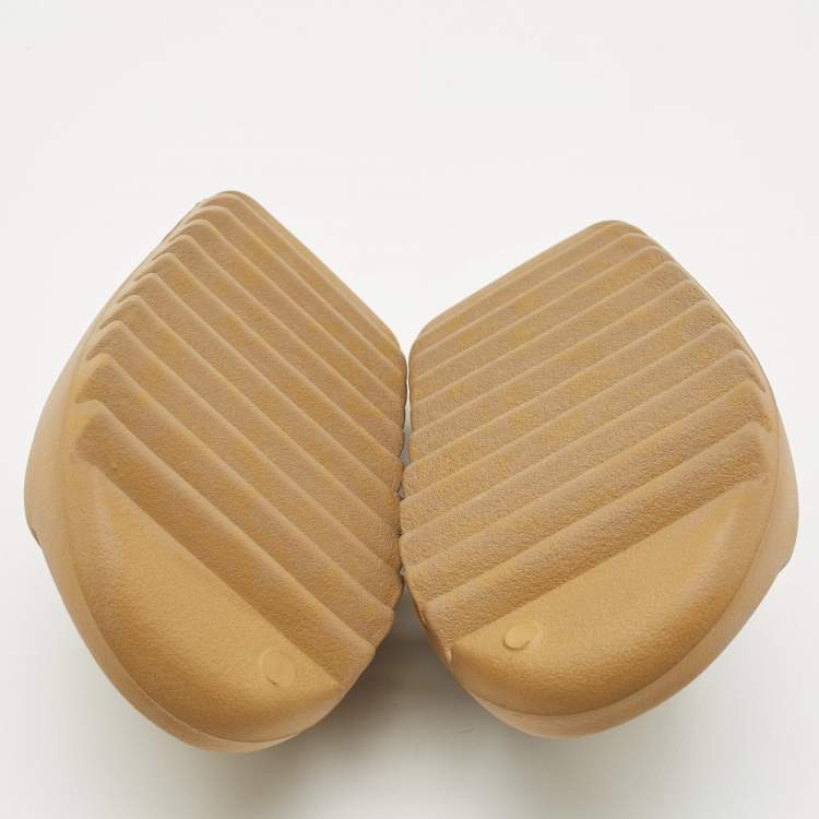 Pre Owned Yeezy x Adidas Brown Rubber Ochre Slides Size 42