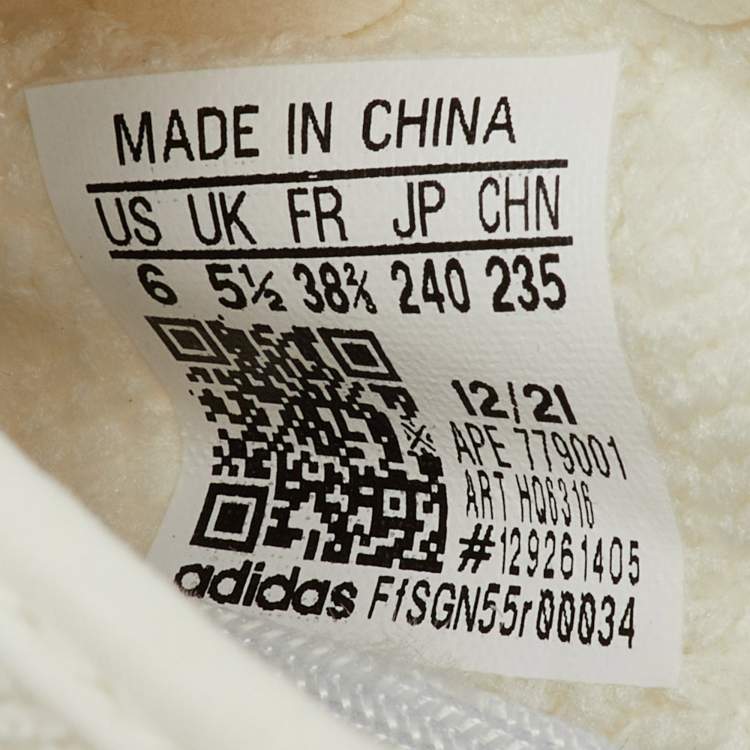Pre Owned Yeezy x Adidas White Knit Fabric Boost 350 V2 Bone Sneakers Size 38 2/3