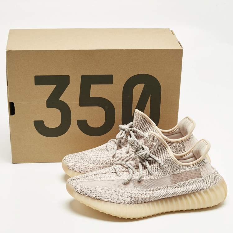 Pre Owned Yeezy x Adidas Pink Knit Fabric Boost 350 V2 Synth (Reflective) Sneakers Size 42 2/3