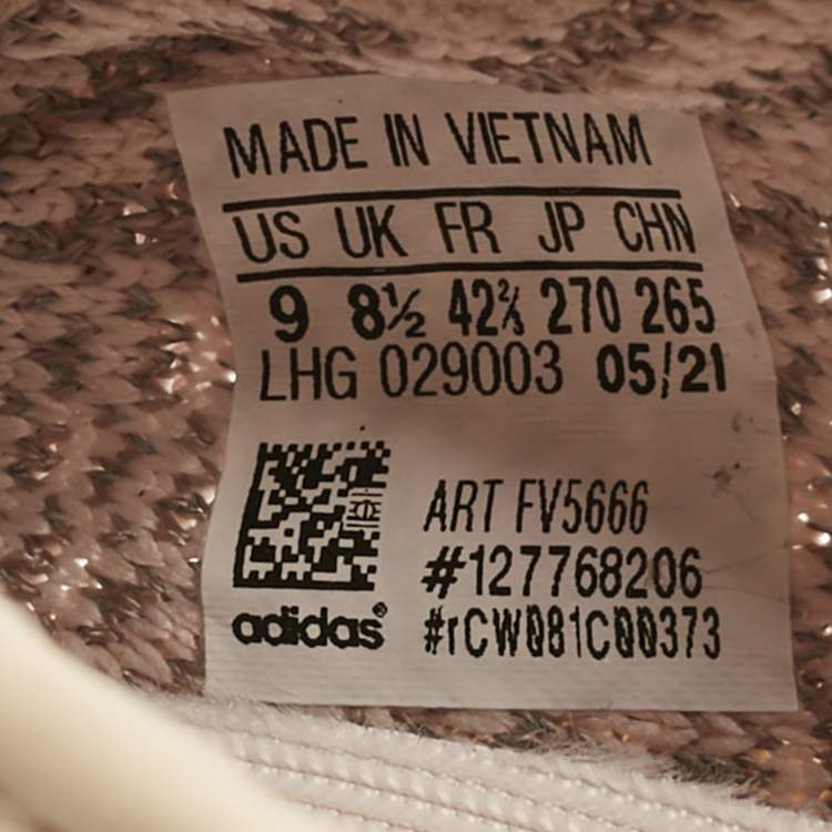 Pre Owned Yeezy x Adidas Pink Knit Fabric Boost 350 V2 Synth (Reflective) Sneakers Size 42 2/3
