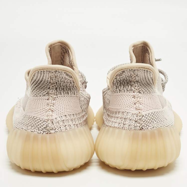 Pre Owned Yeezy x Adidas Pink Knit Fabric Boost 350 V2 Synth (Reflective) Sneakers Size 42 2/3