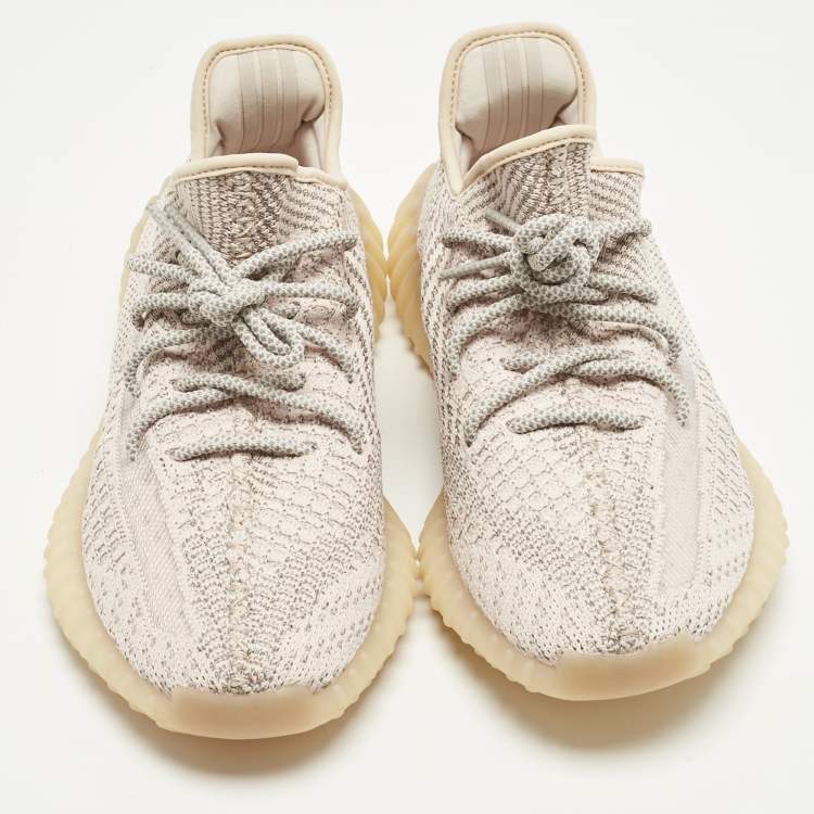 Pre Owned Yeezy x Adidas Pink Knit Fabric Boost 350 V2 Synth (Reflective) Sneakers Size 42 2/3