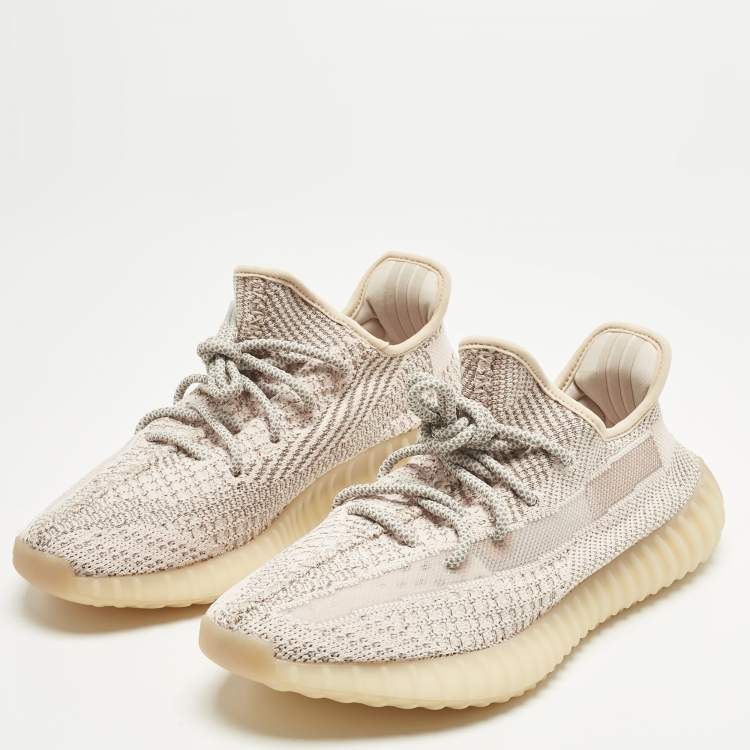 Pre Owned Yeezy x Adidas Pink Knit Fabric Boost 350 V2 Synth (Reflective) Sneakers Size 42 2/3