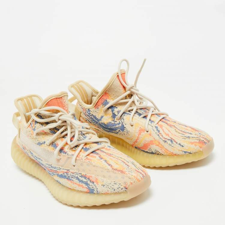 Pre Owned Yeezy x Adidas Multicolor Knit Fabric Boost 350 V2 MX Oat Sneakers Size 44