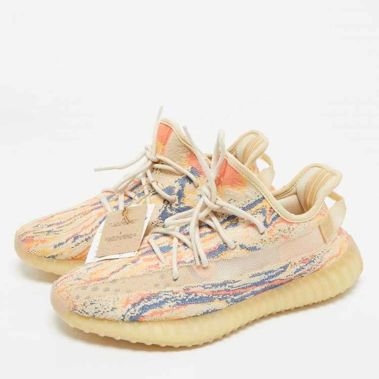 Pre Owned Yeezy x Adidas Multicolor Knit Fabric Boost 350 V2 MX Oat Sneakers Size 44