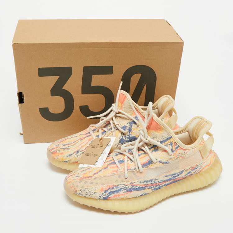 Pre Owned Yeezy x Adidas Multicolor Knit Fabric Boost 350 V2 MX Oat Sneakers Size 44