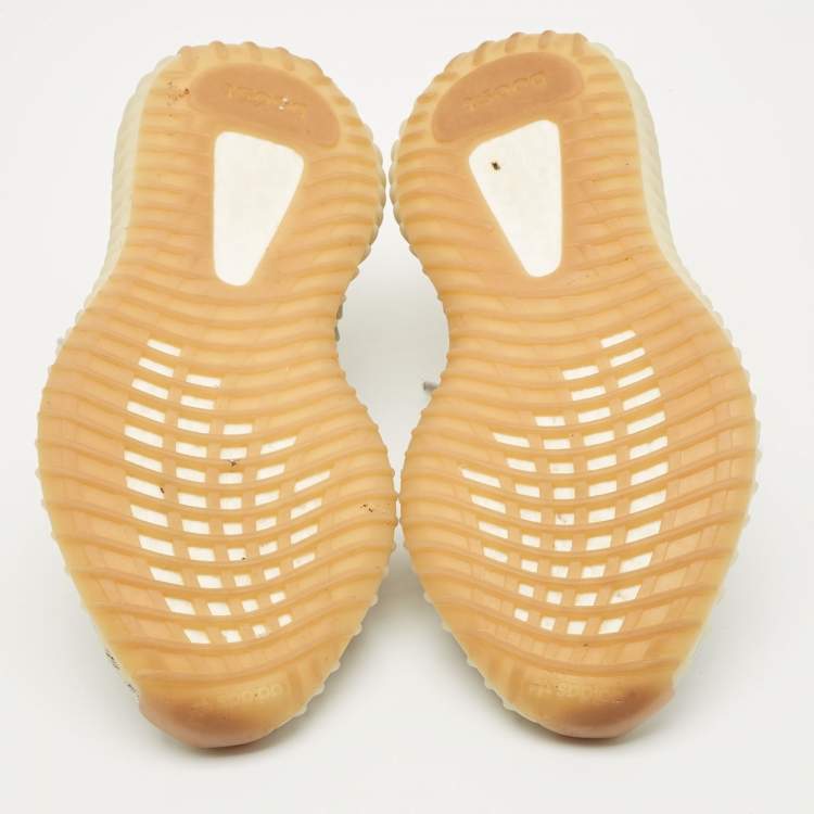 Pre Owned Yeezy x Adidas Grey Knit Fabric Boost 350 V2 Sesame Sneakers Size 38