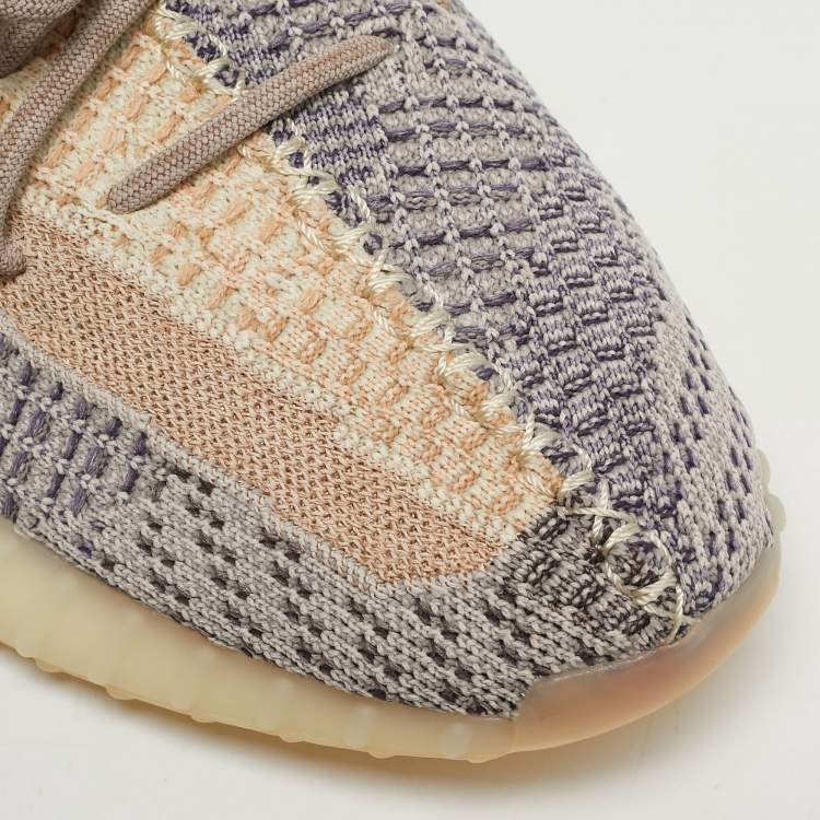 Pre Owned Yeezy x Adidas Multicolor Knit Fabric Boost 350 V2 Ash Pearl Sneakers Size 43 1/3