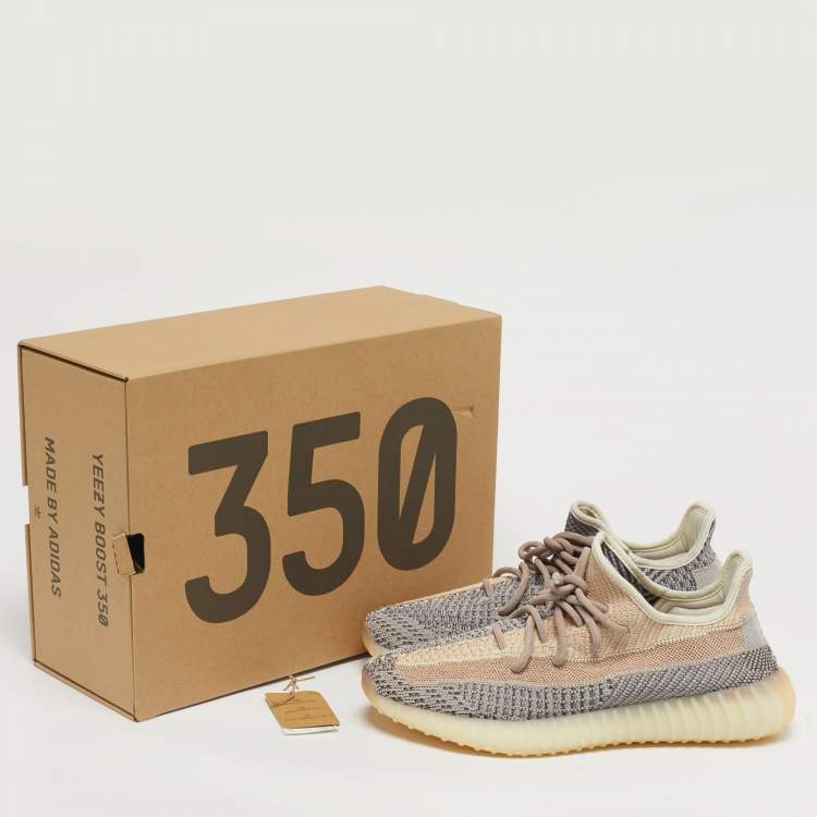 Pre Owned Yeezy x Adidas Multicolor Knit Fabric Boost 350 V2 Ash Pearl Sneakers Size 43 1/3