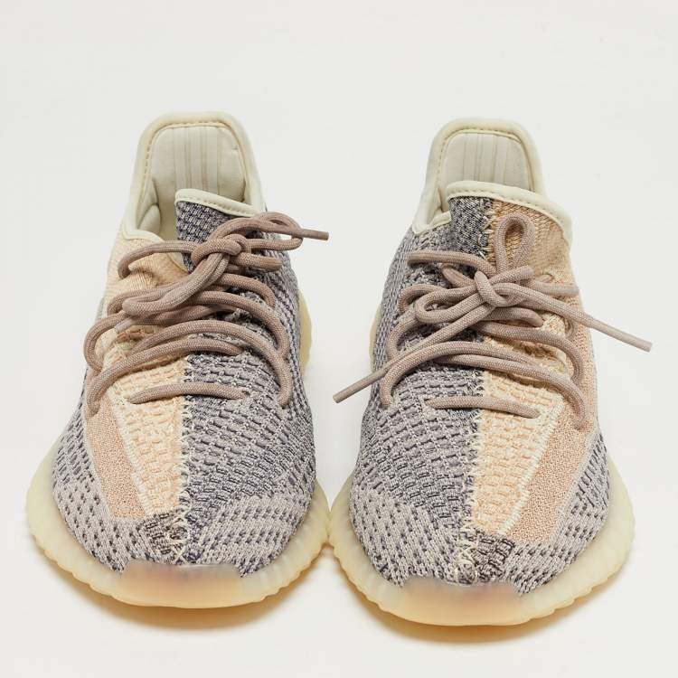 Pre Owned Yeezy x Adidas Multicolor Knit Fabric Boost 350 V2 Ash Pearl Sneakers Size 43 1/3