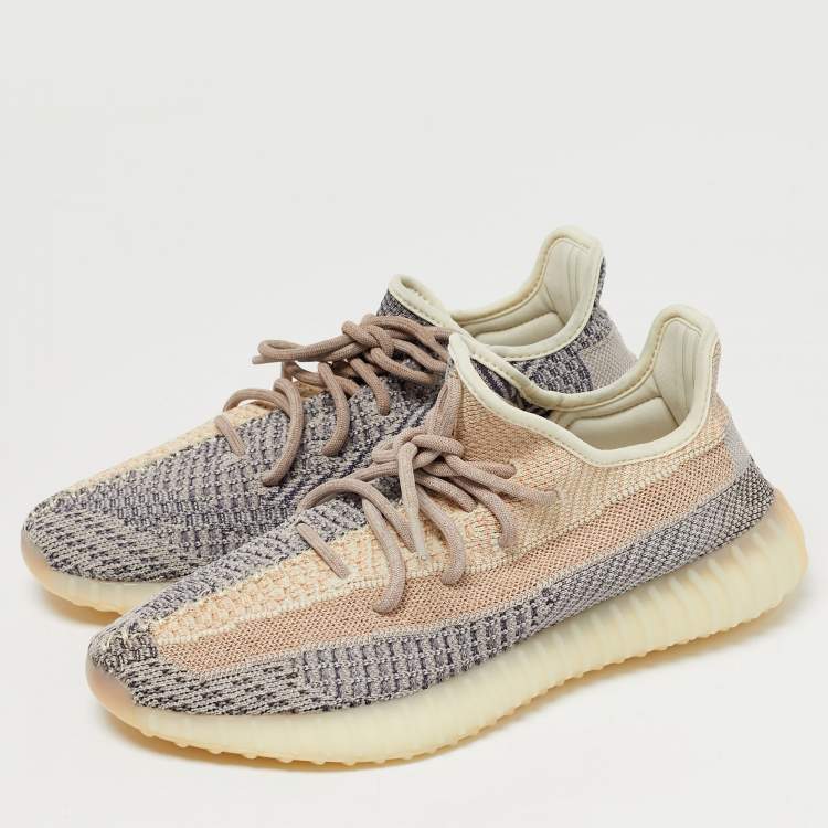 Pre Owned Yeezy x Adidas Multicolor Knit Fabric Boost 350 V2 Ash Pearl Sneakers Size 43 1/3