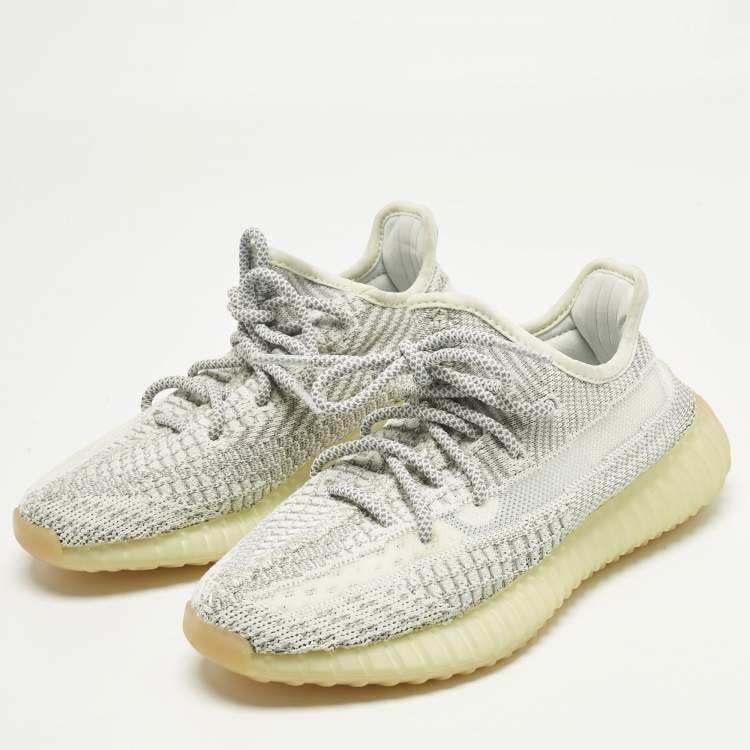 Pre Owned Yeezy x Adidas White Knit Fabric Boost 350 V2 Yeshaya (Non-Reflective) Sneakers Size 36 2/3