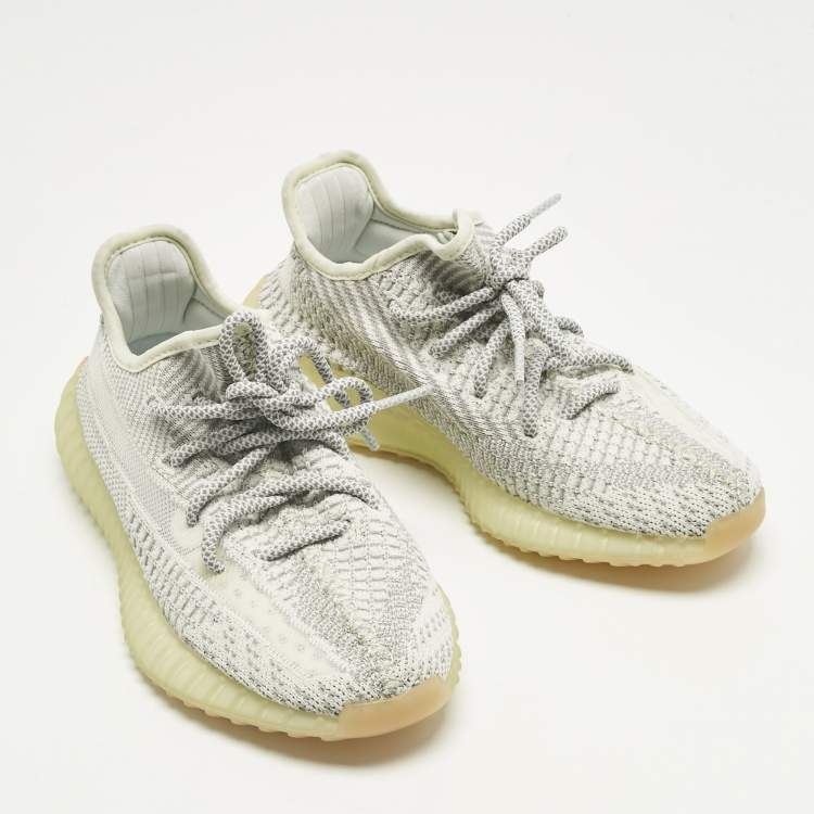 Pre Owned Yeezy x Adidas White Knit Fabric Boost 350 V2 Yeshaya (Non-Reflective) Sneakers Size 36 2/3