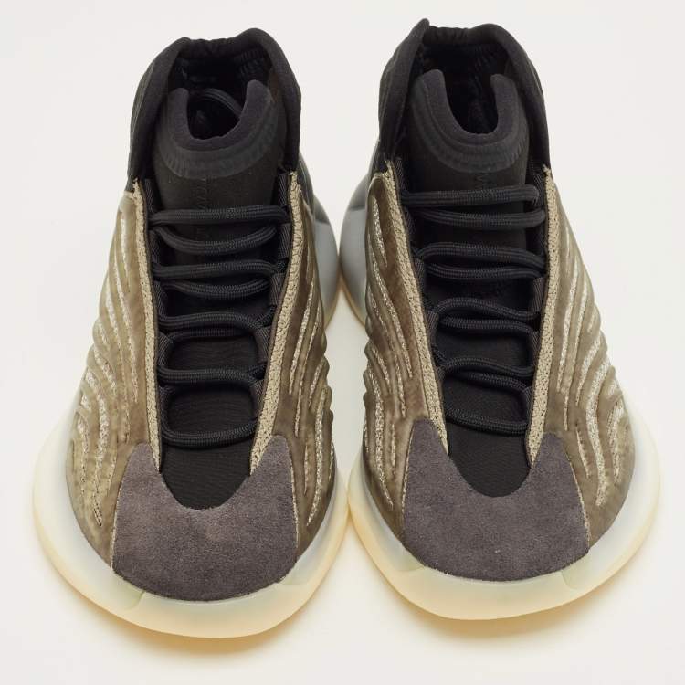 Pre Owned Yeezy x Adidas Grey/Black Suede and Knit Fabric QNTM Barium Sneakers Size 37 1/3