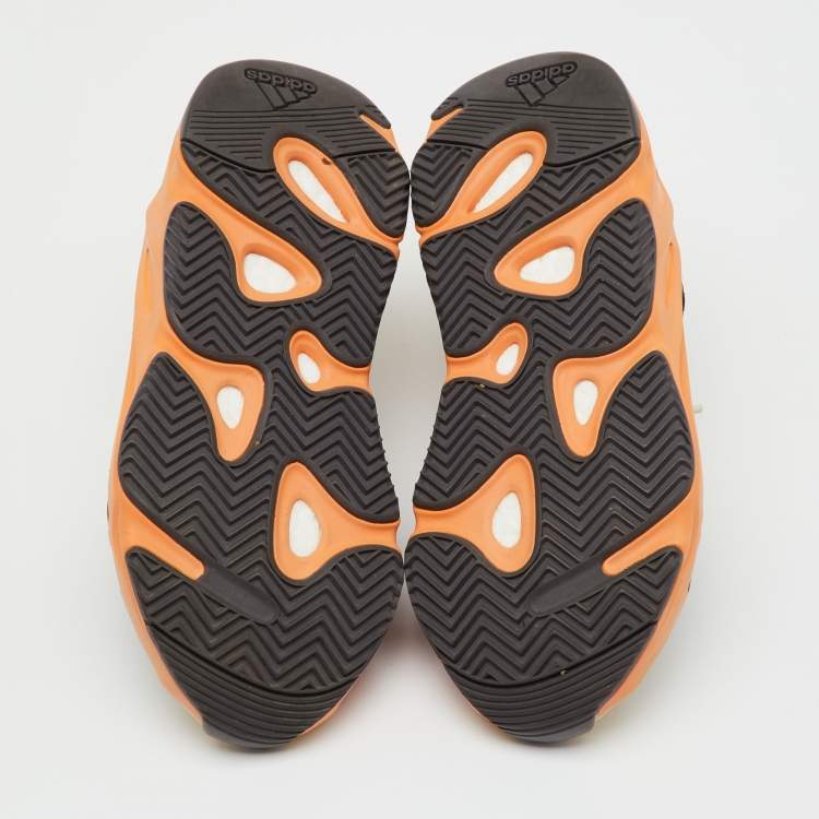 Pre Owned Yeezy x Adidas Multicolor Mesh, Leather and Suede Boost 700 Enflame Amber Sneakers Size 37 1/3