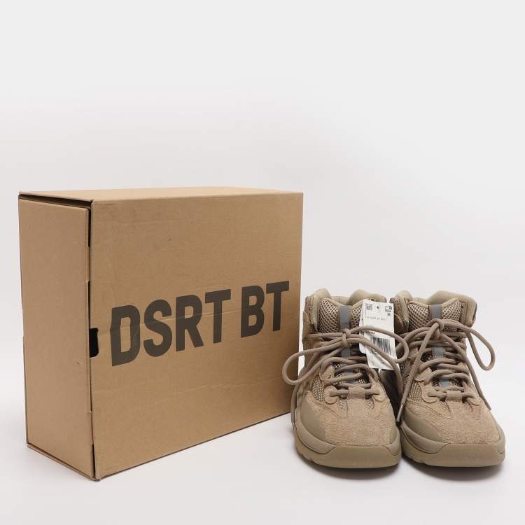 Pre Owned Yeezy x Adidas Desert Boot Rock Size 38 2/3 Brown Mesh and Suede Sneakers