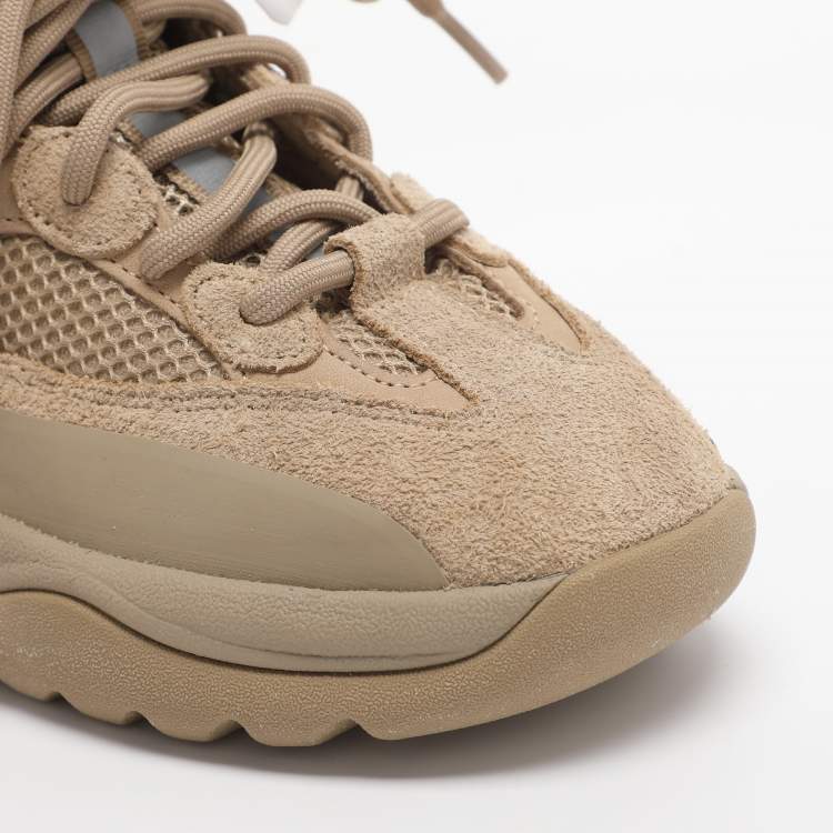 Pre Owned Yeezy x Adidas Desert Boot Rock Size 38 2/3 Brown Mesh and Suede Sneakers