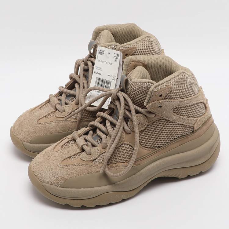 Pre Owned Yeezy x Adidas Desert Boot Rock Size 38 2/3 Brown Mesh and Suede Sneakers