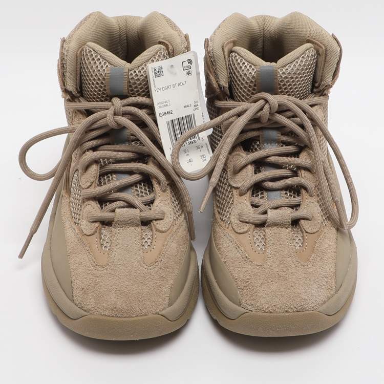 Pre Owned Yeezy x Adidas Desert Boot Rock Size 38 2/3 Brown Mesh and Suede Sneakers