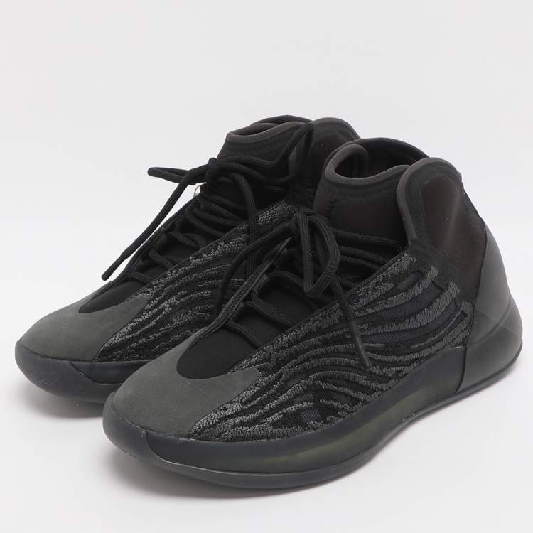 Pre Owned Yeezy x Adidas QNTM Onyx Size 44 Black Neoprene and Mesh High Top Sneakers