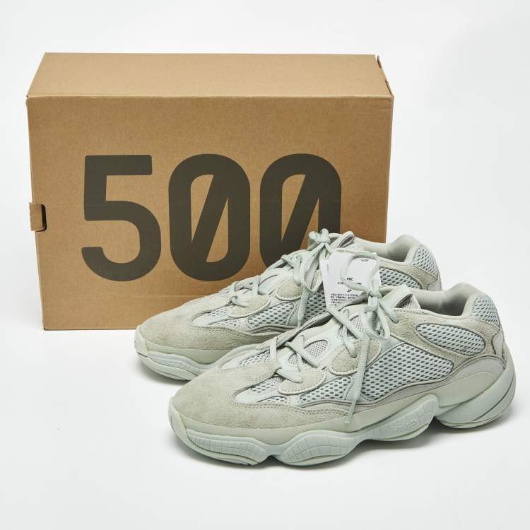 Pre Owned Yeezy x Adidas 500 Salt Size 44 Grey Mesh and Suede Low Top Sneakers