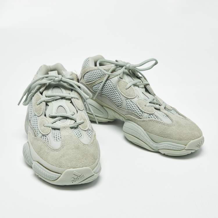 Pre Owned Yeezy x Adidas 500 Salt Size 44 Grey Mesh and Suede Low Top Sneakers