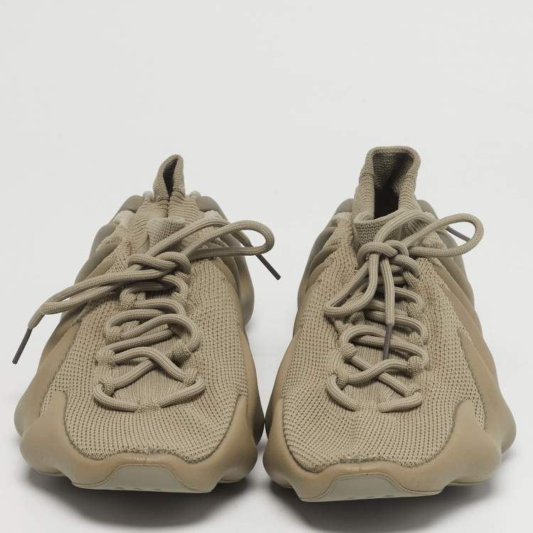 Pre Owned Yeezy x Adidas 450 Stone Flax Size 46 Grey Knit Fabric Low Top Sneakers